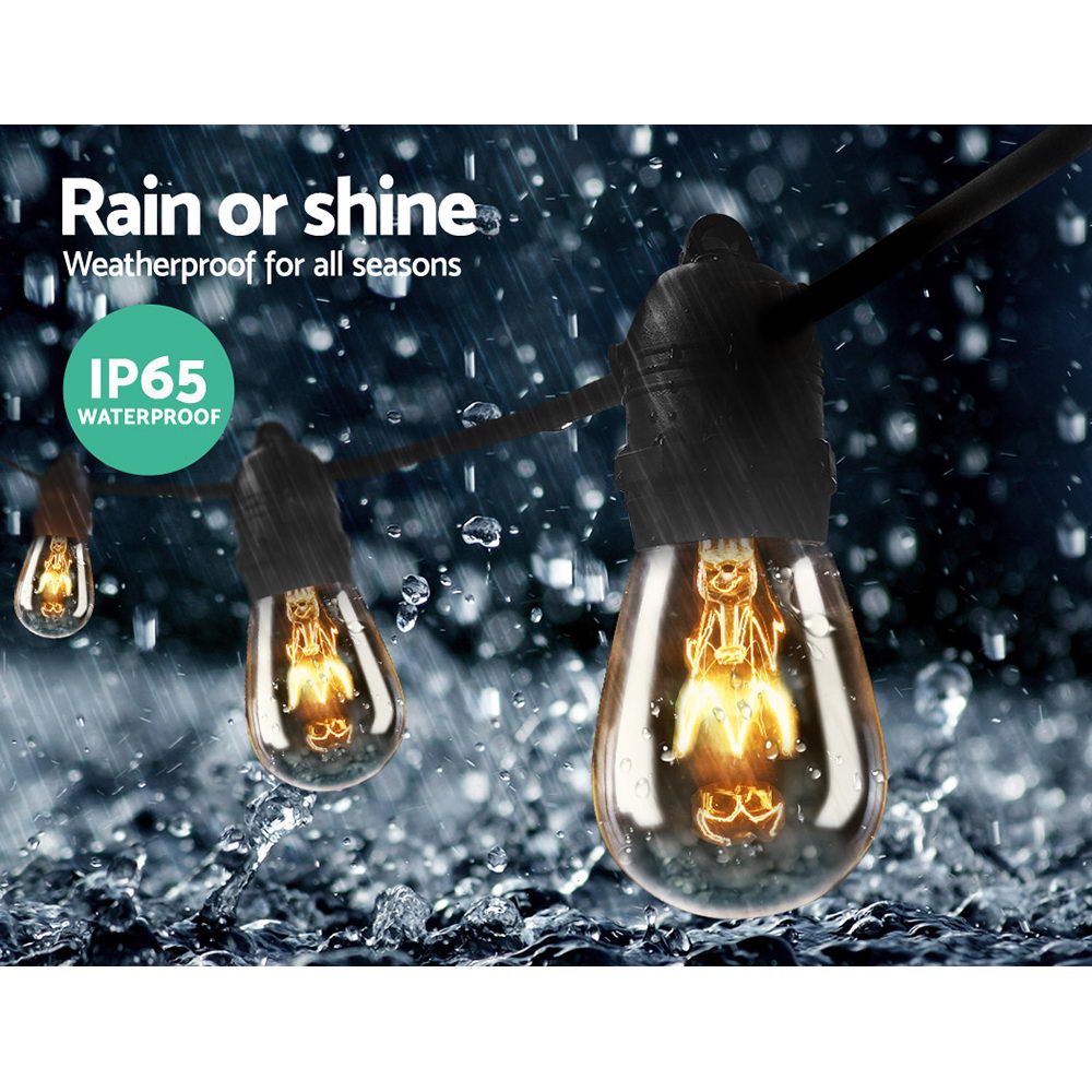 Jingle Jollys 38m LED Festoon String Lights Outdoor Waterproof Garden Decor