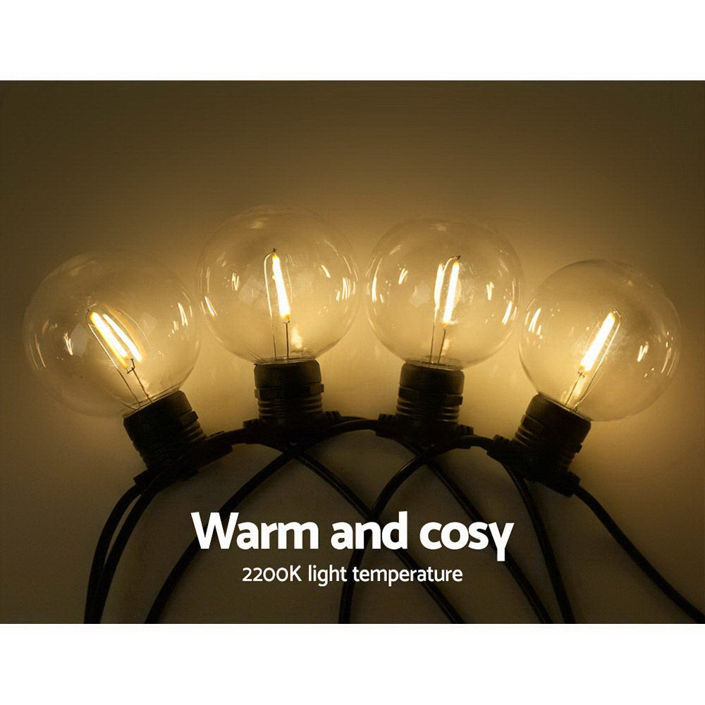 Jingle Jollys 50m LED Festoon String Lights 50 Bulbs Wedding Party Christmas G80