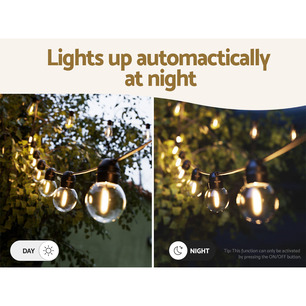 17m Solar Festoon String Lights Outdoor LED Warm White