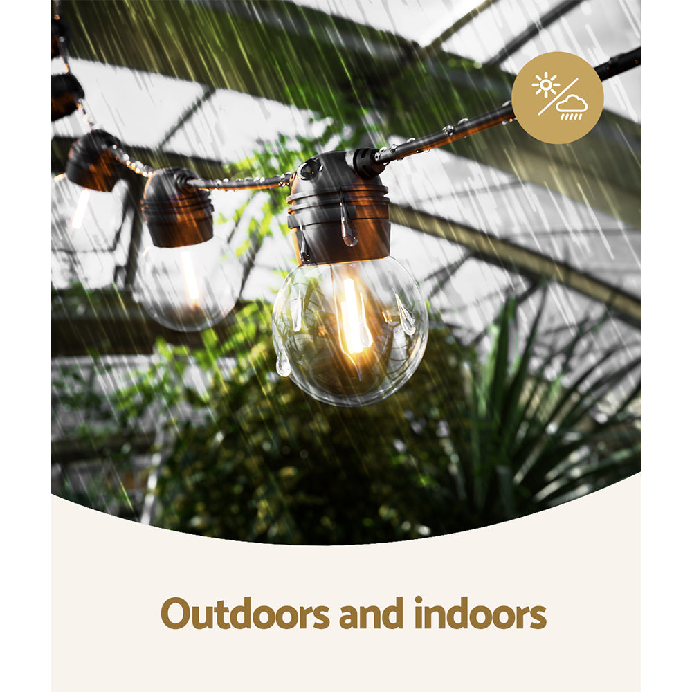 17m Solar Festoon String Lights Outdoor LED Warm White