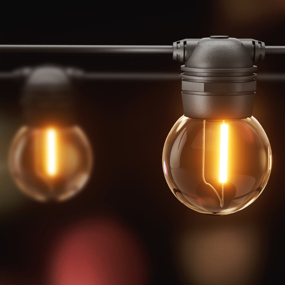 17m Solar Festoon String Lights Outdoor LED Warm White