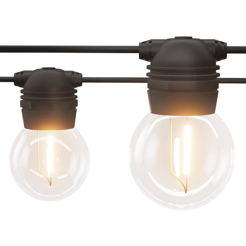 Solar Festoon String Lights 34m LED Outdoor/Indoor Warm White 2 Pack