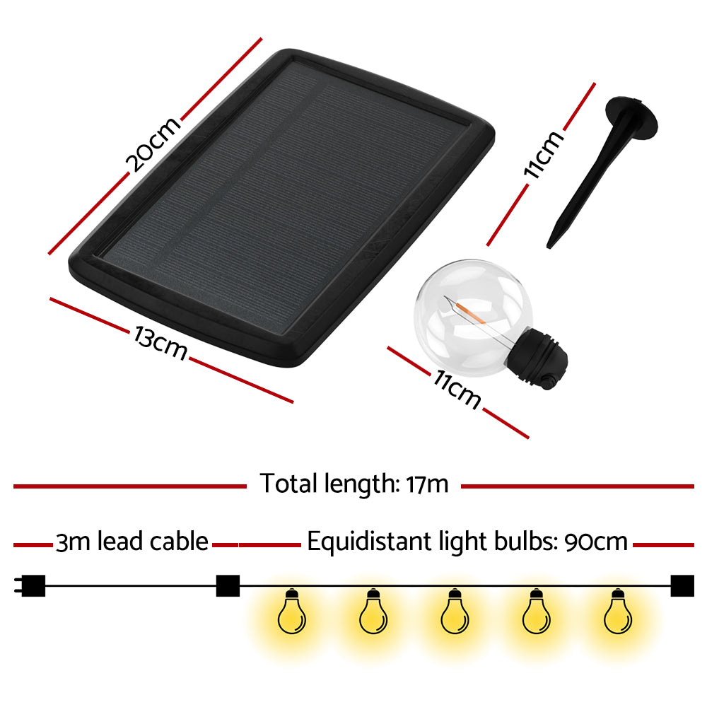 Solar Festoon String Lights 34m LED Outdoor/Indoor Warm White 2 Pack