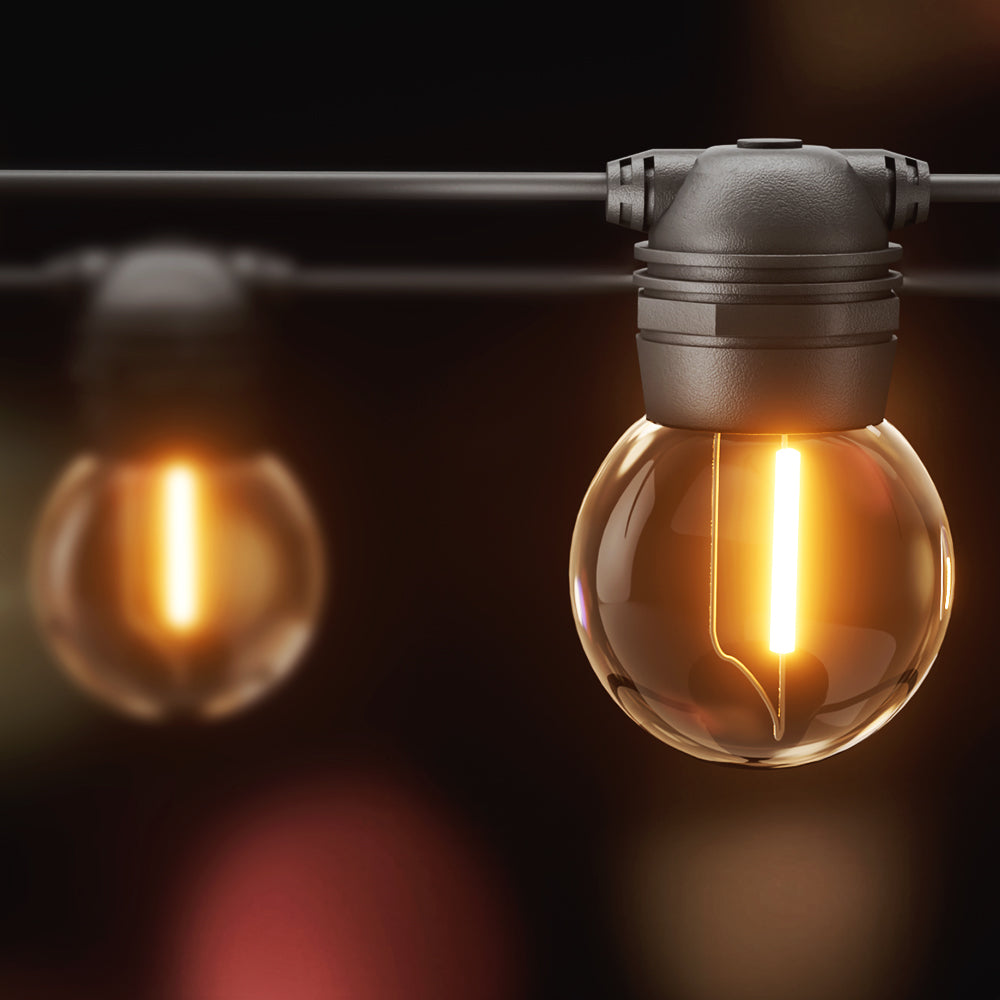 Solar Festoon String Lights 34m LED Outdoor/Indoor Warm White 2 Pack