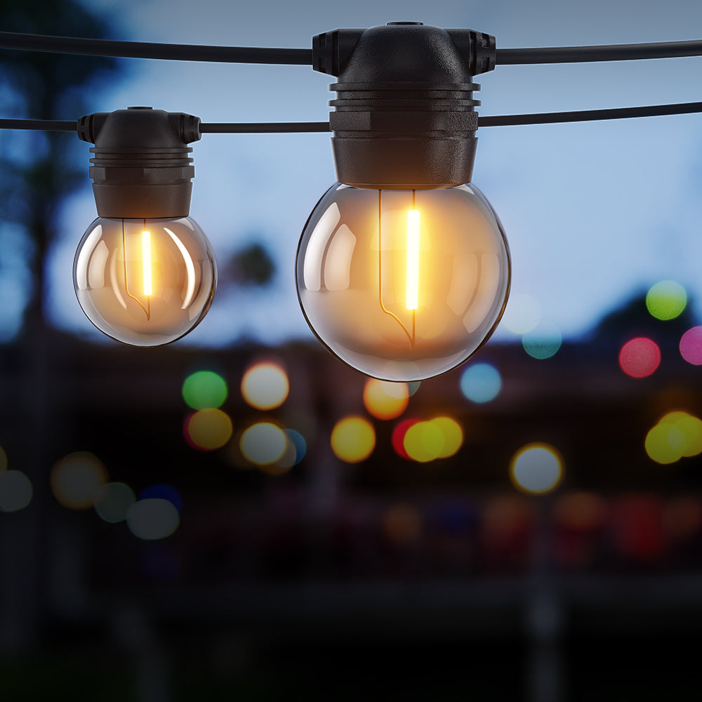 23m Solar Festoon String Lights LED Outdoor Warm White