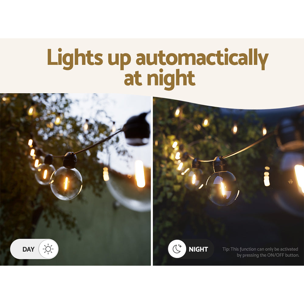 17m Solar Festoon String Lights LED Outdoor Warm White