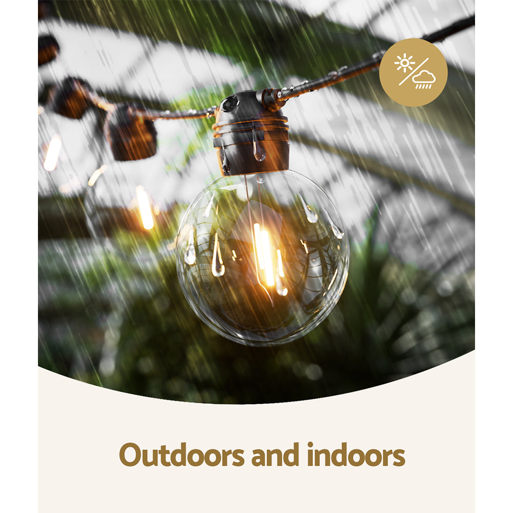 17m Solar Festoon String Lights LED Outdoor Warm White