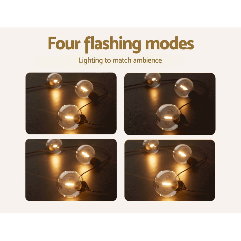 23m Solar Festoon String Lights Outdoor LED Warm White