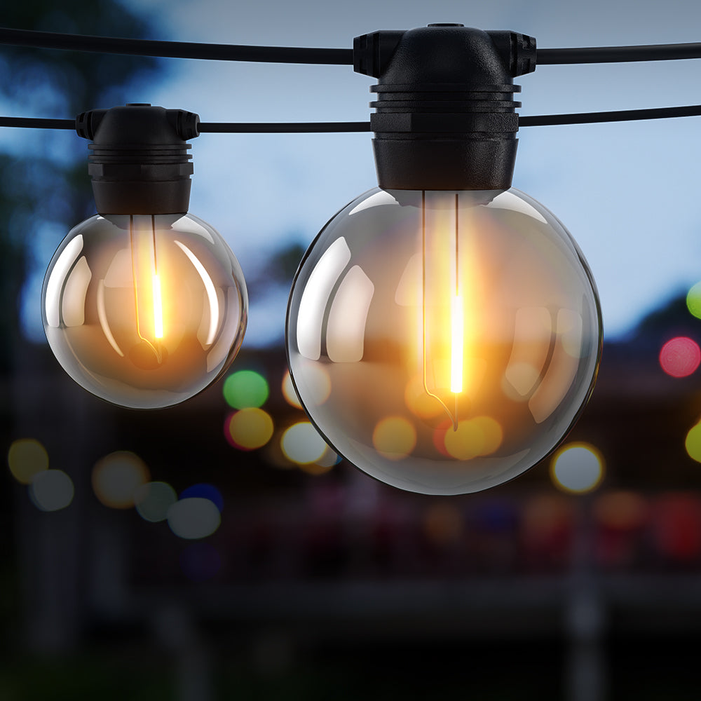 23m Solar Festoon String Lights Outdoor LED Warm White