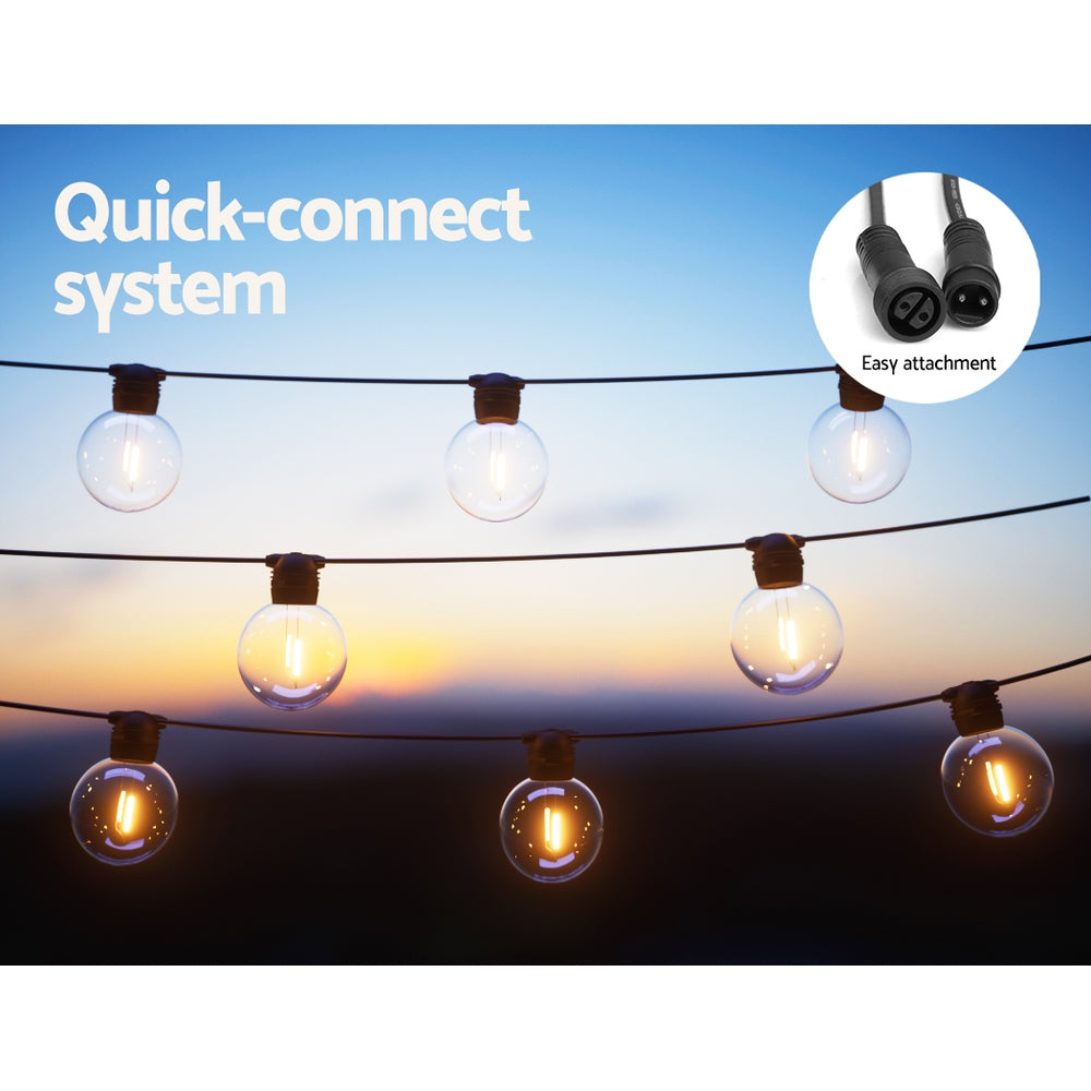 23m Solar Festoon String Lights Outdoor LED Warm White