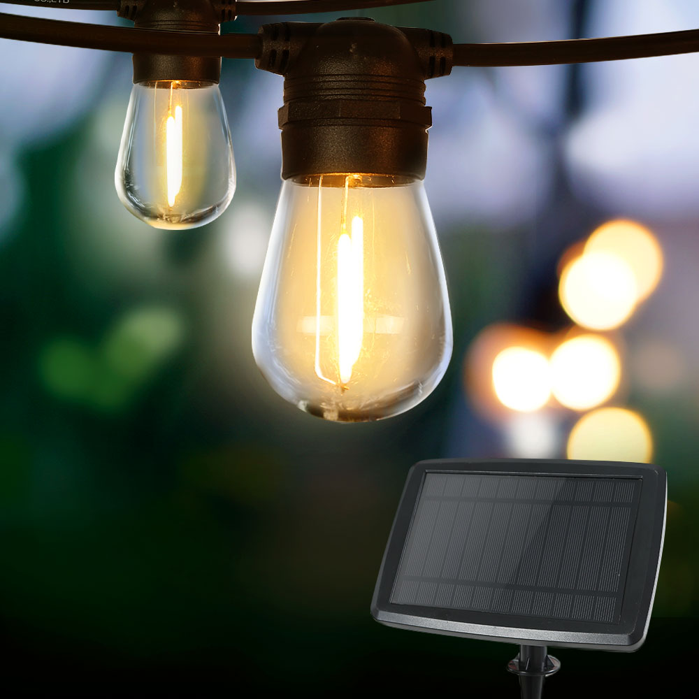 Solar Festoon Lights 17m LED String Warm White Outdoor Party Decor
