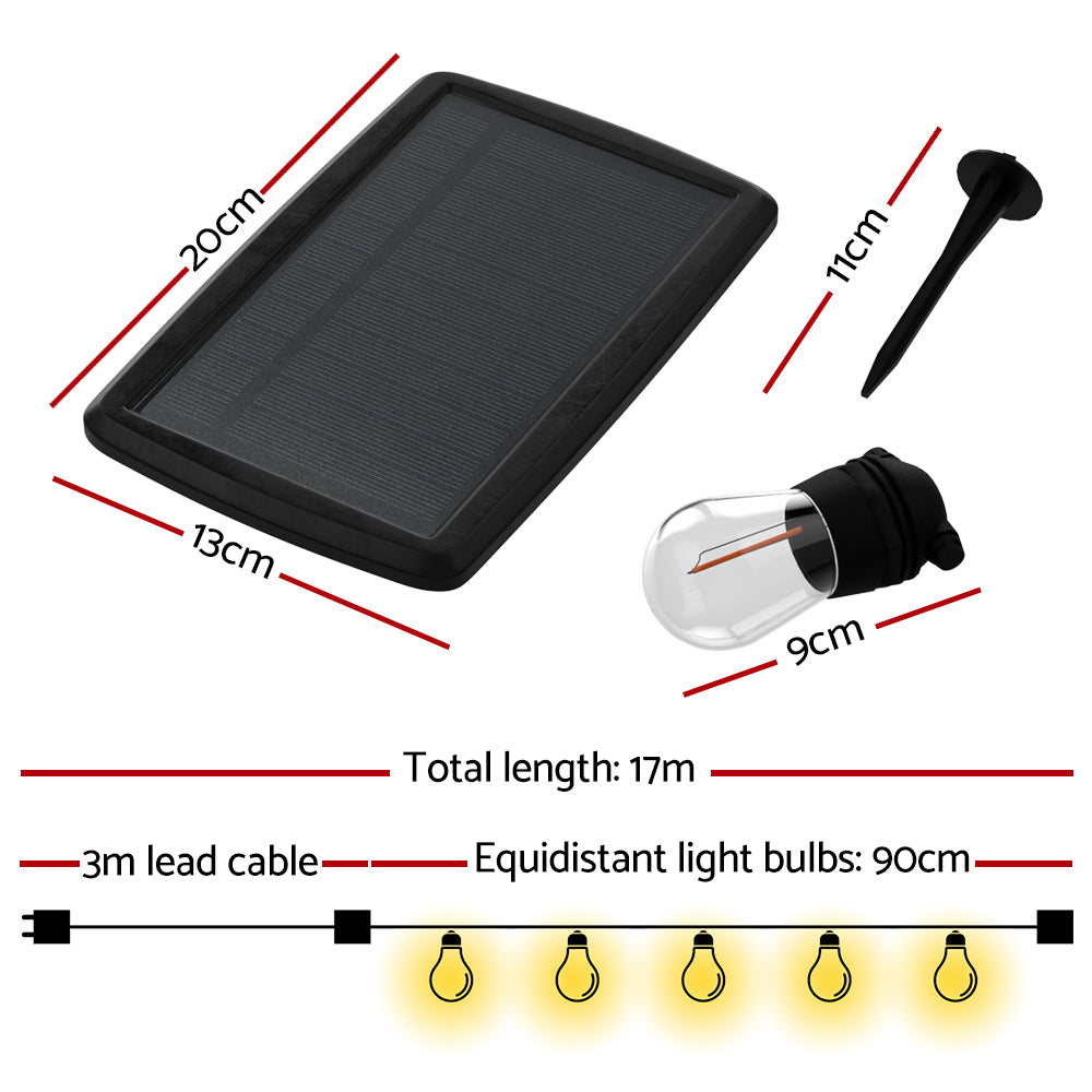 Solar Festoon Lights 17m LED String Warm White Outdoor Party Decor 2pcs