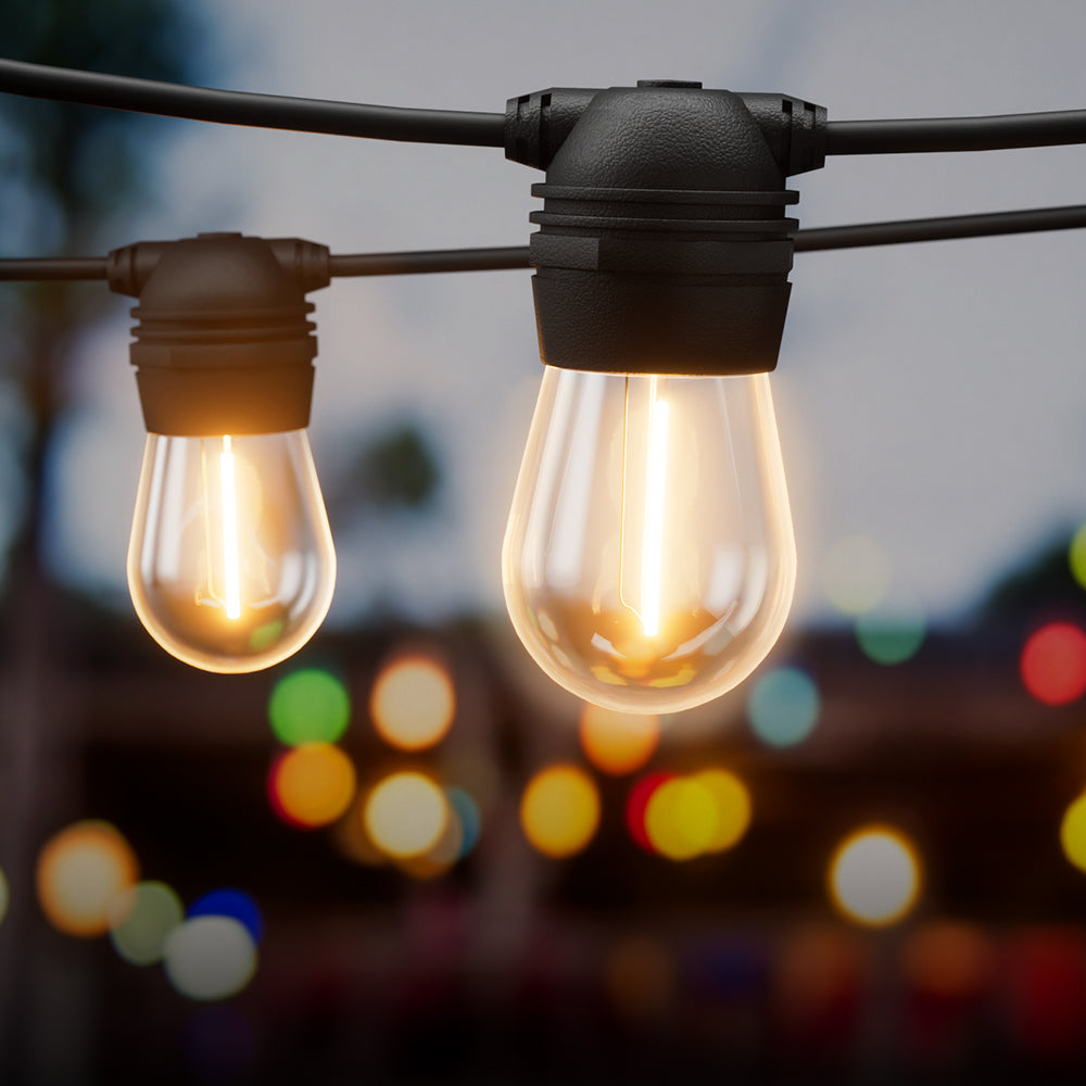 23m Solar Festoon String Lights LED Warm White Outdoor Indoor