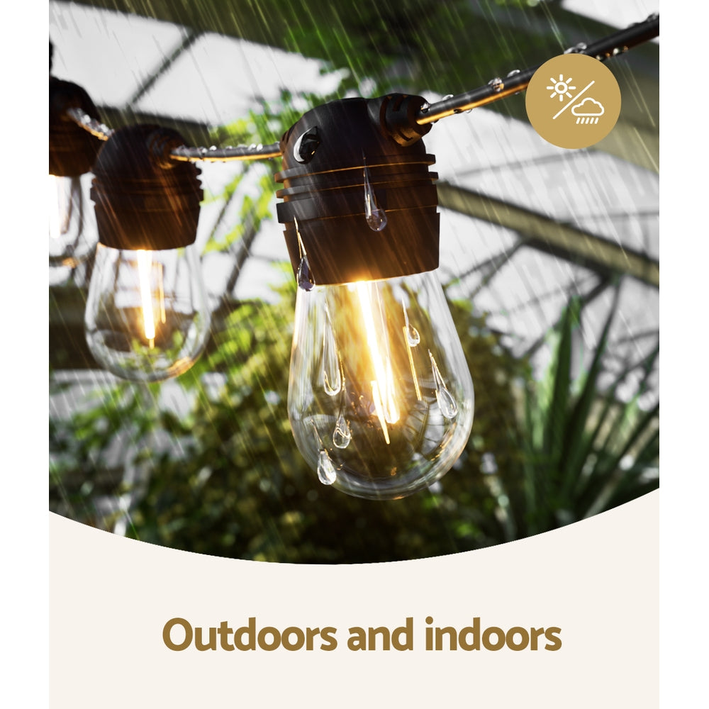23m Solar Festoon String Lights LED Warm White Outdoor Indoor