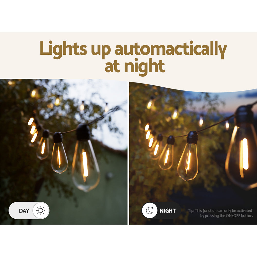 Solar Festoon Lights 17m LED String Warm White Outdoor/Indoor