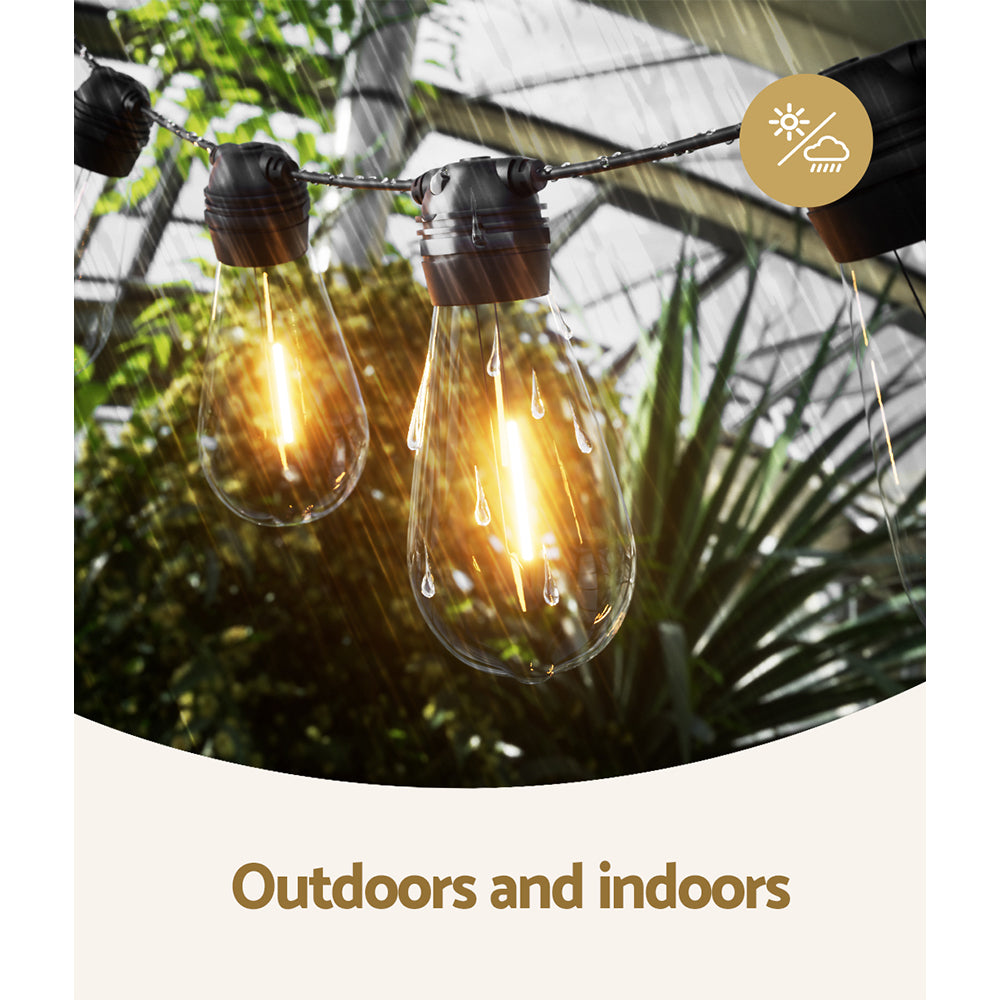 Solar Festoon Lights 17m LED String Warm White Outdoor/Indoor