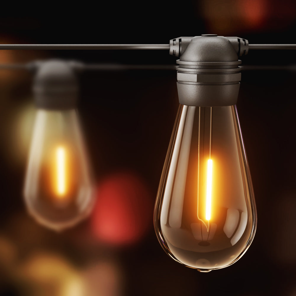 Solar Festoon Lights 17m LED String Warm White Outdoor/Indoor