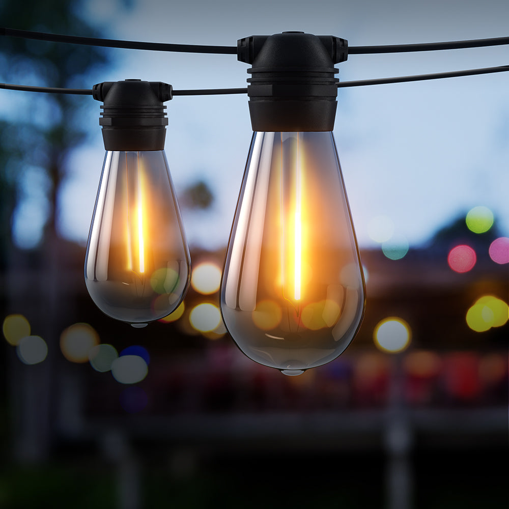 23m Solar Festoon String Lights LED Warm White Outdoor/Indoor