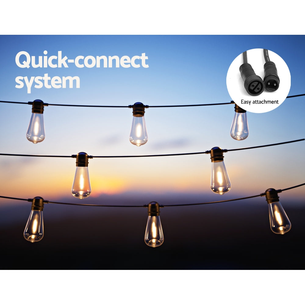 50m Solar Festoon String Lights Outdoor LED Xmas Party Warm White