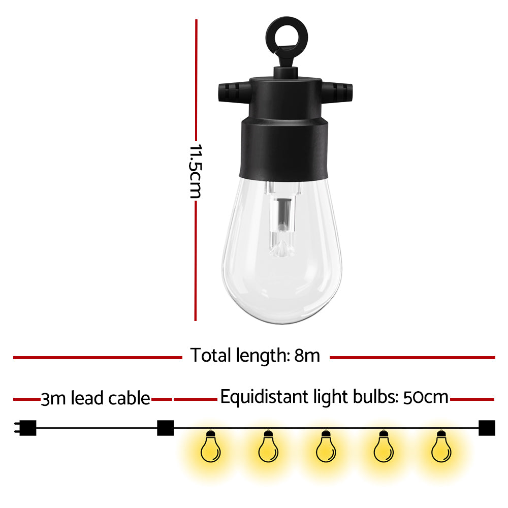 Gardeon 8m RGB Smart Outdoor LED Festoon String Lights Waterproof WiFi APP Control