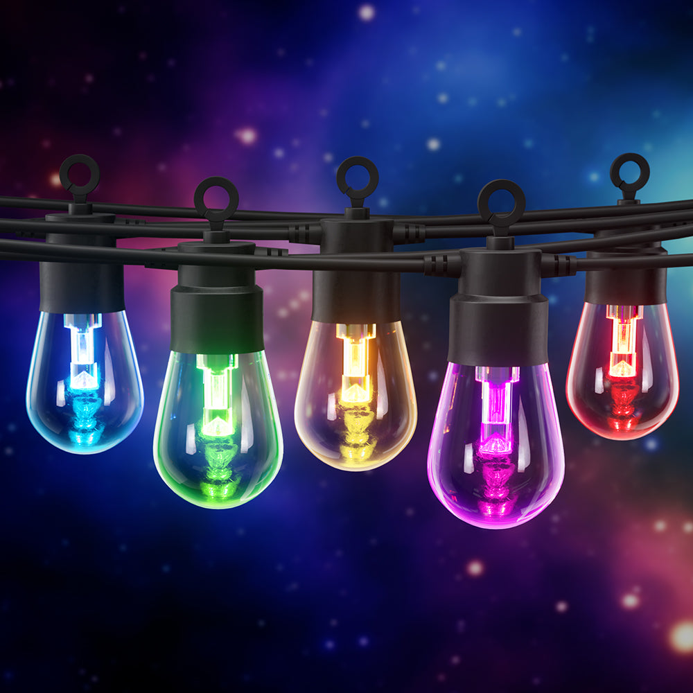Gardeon 8m RGB Smart Outdoor LED Festoon String Lights Waterproof WiFi APP Control