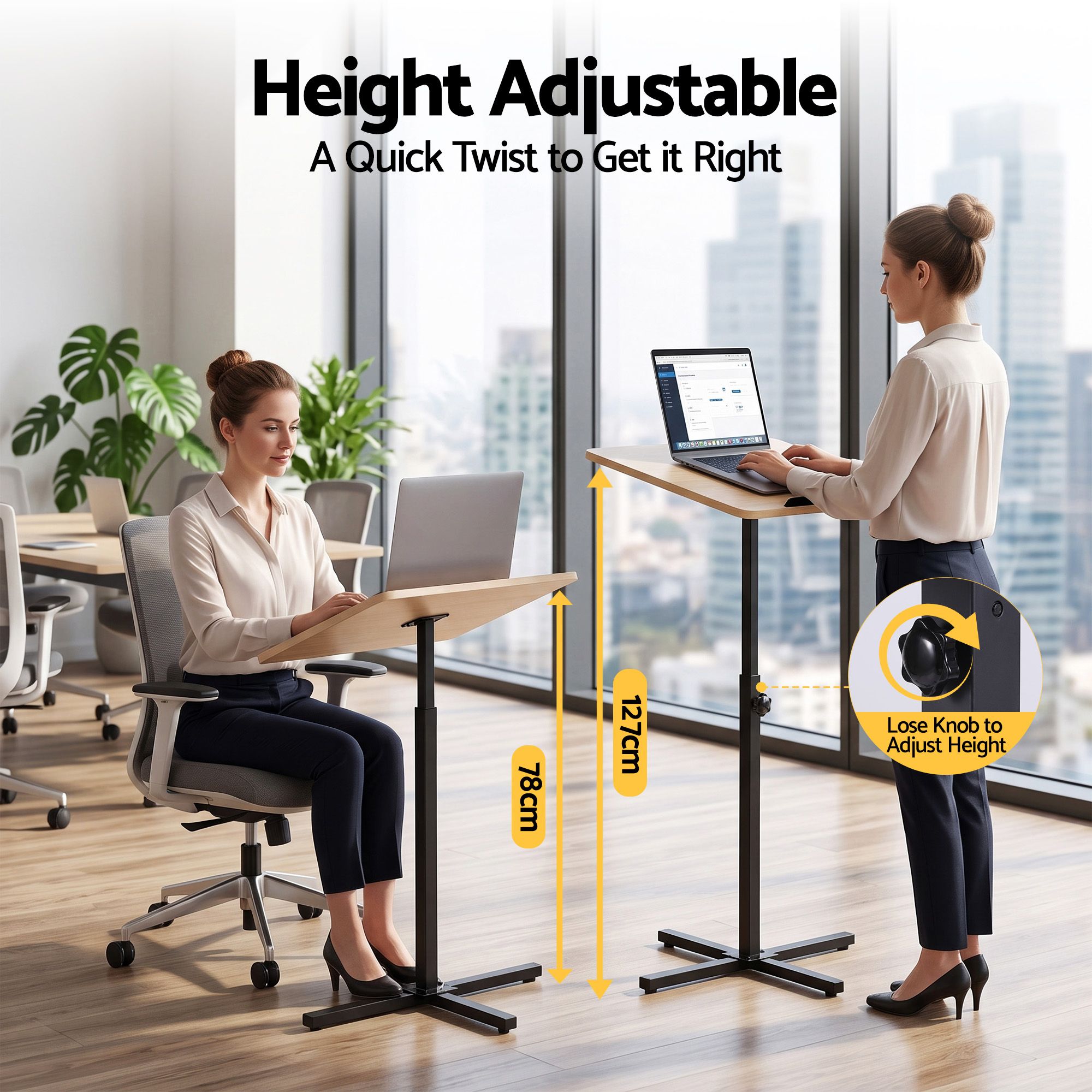 Artiss Floor Podium Stand 78-127CM Height Adjustable Portable Laptop Desk