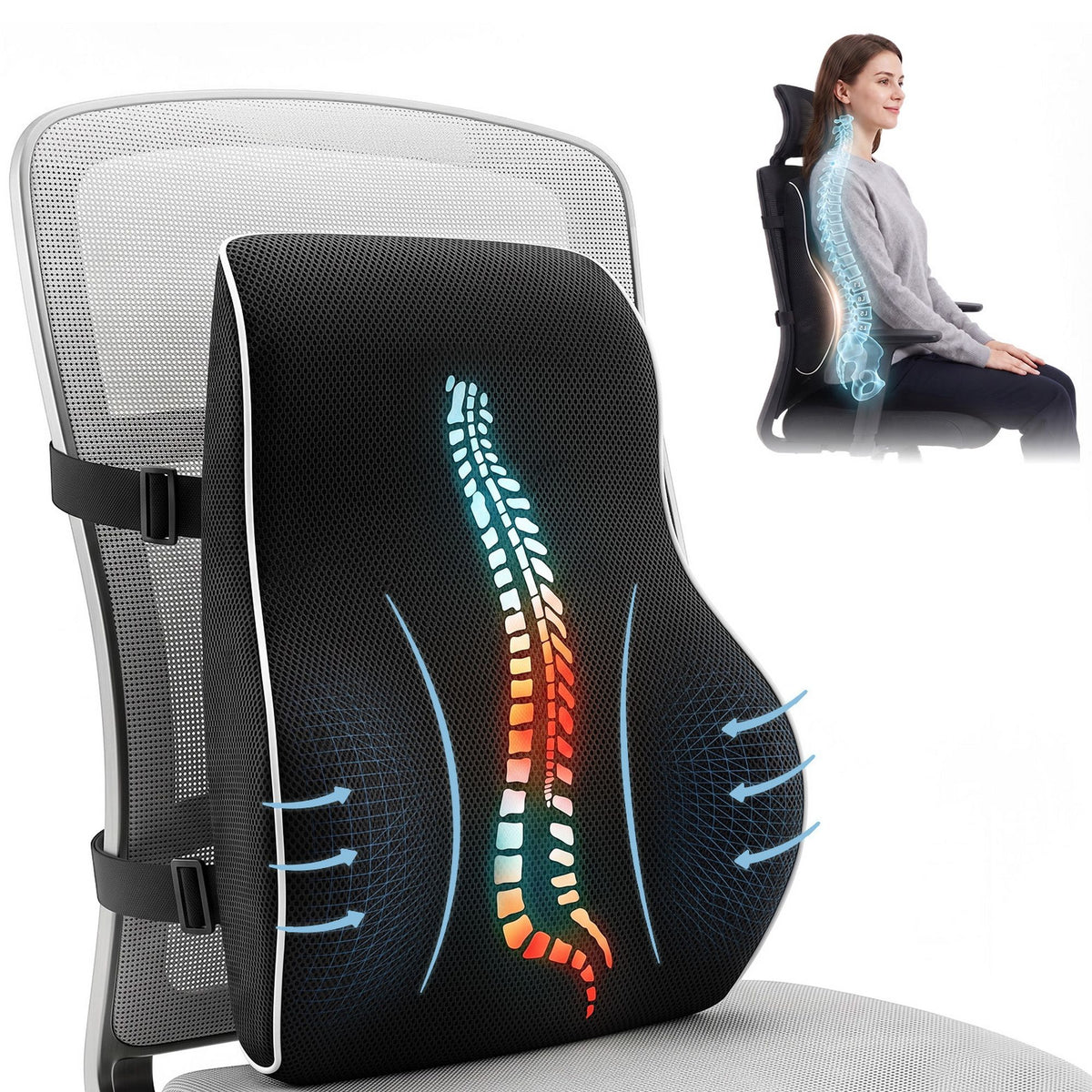 Artiss Memory Foam Lumbar Support Pillow for Office Chair