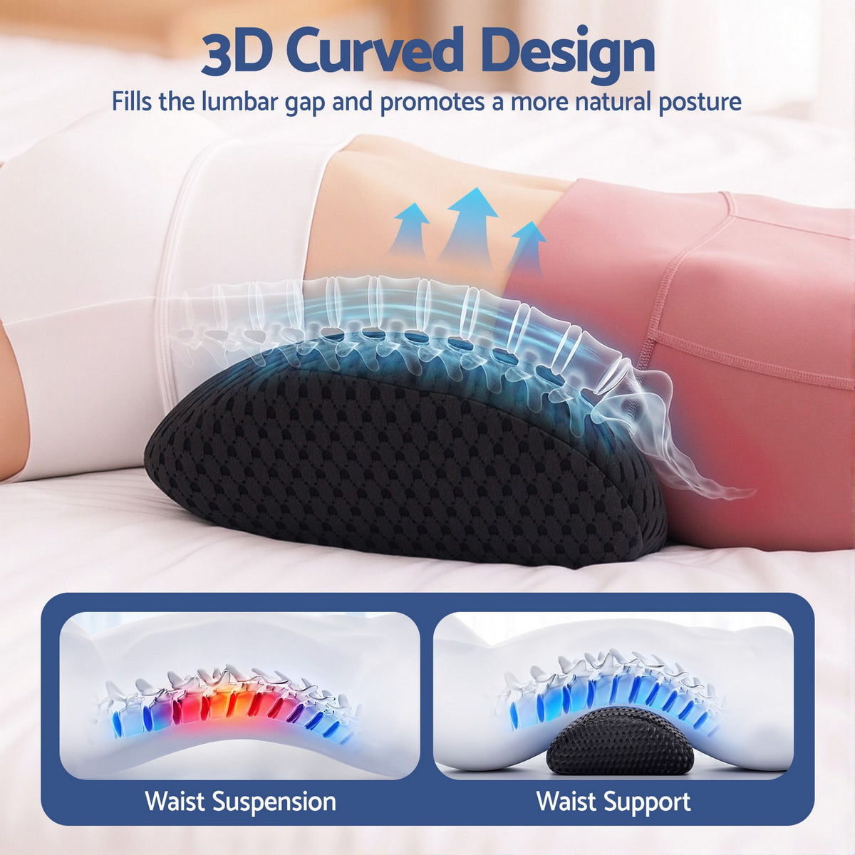 Artiss Ergonomic Memory Foam Lumbar Support Pillow for Office Chair