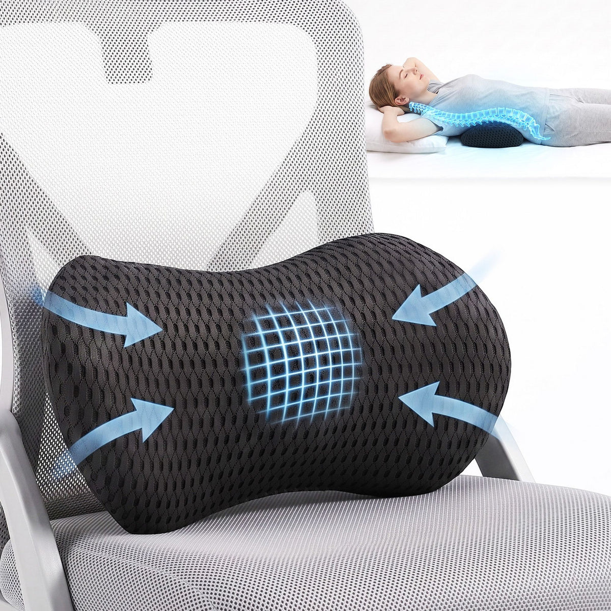 Artiss Ergonomic Memory Foam Lumbar Support Pillow for Office Chair