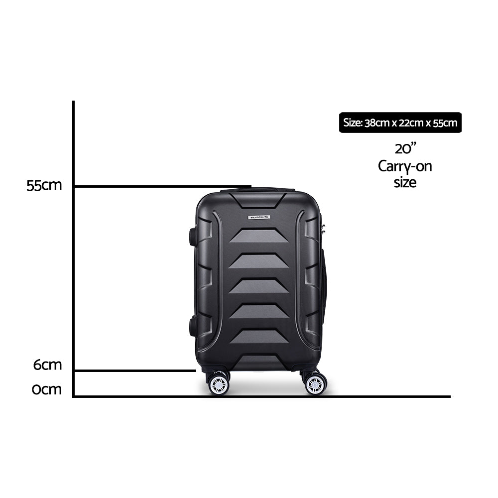 Wanderlite 20" Carry-On Suitcase Hard Shell Black