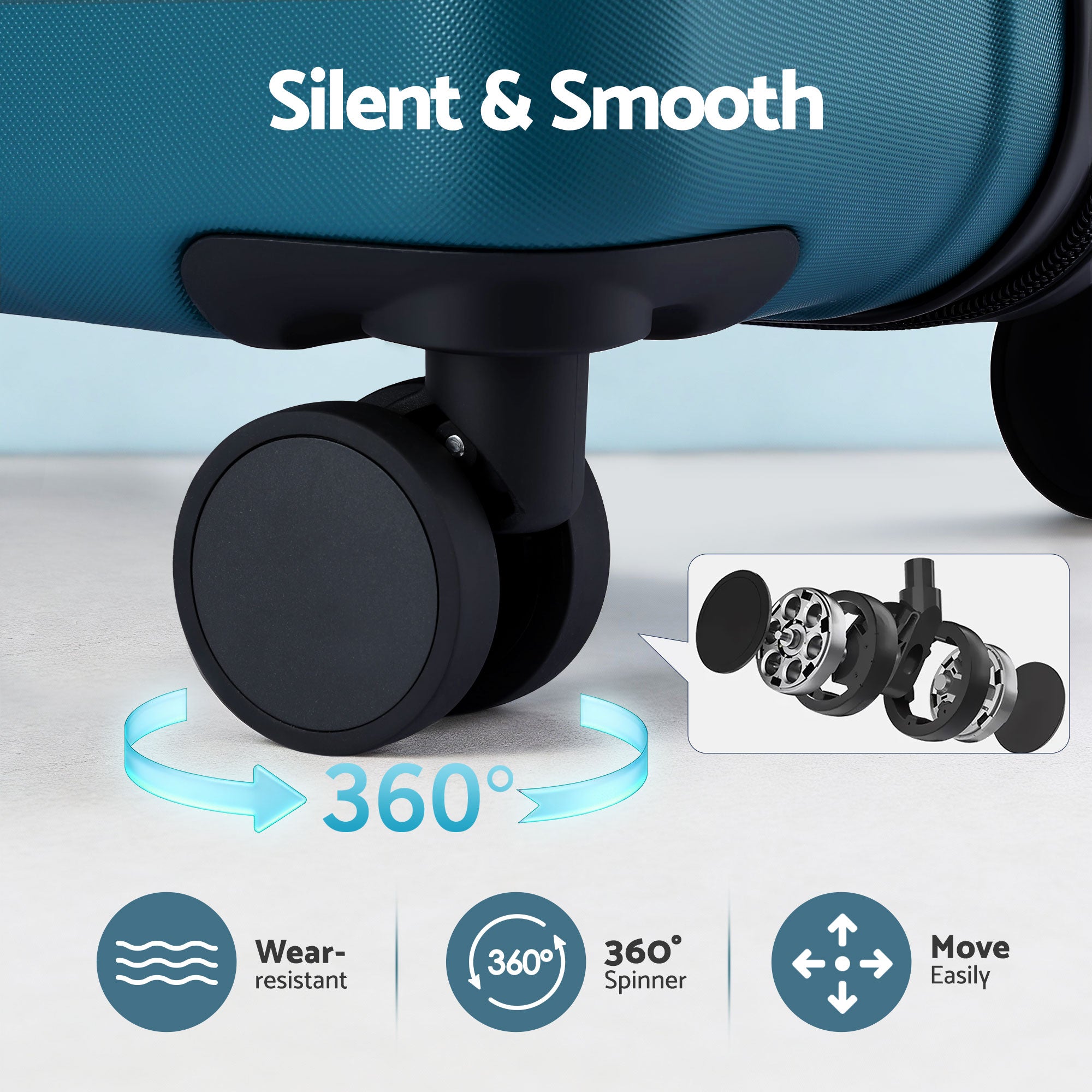 Wanderlite 28" Luggage Suitcase Trolley Travel TSA Lightweight Hard Case Teal