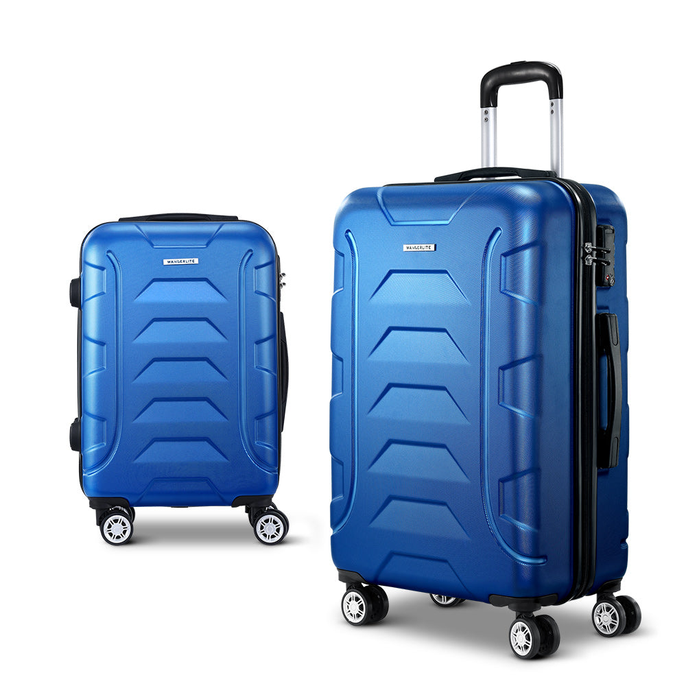Wanderlite Blue 2-Piece Luggage Set TSA Lock Spinner 20" 28"