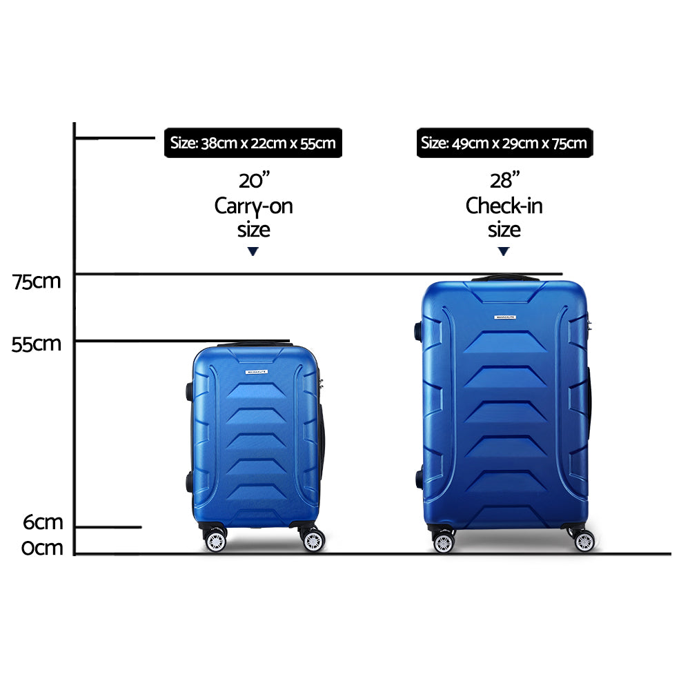Wanderlite Blue 2-Piece Luggage Set TSA Lock Spinner 20" 28"