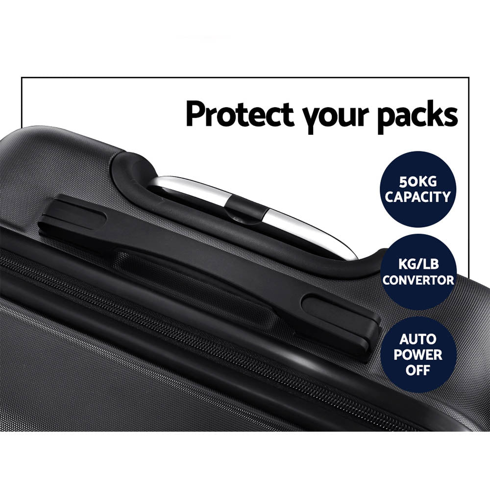 Wanderlite 3-Piece Luggage Set 20-24-28 Inch Hard Shell Spinner Black