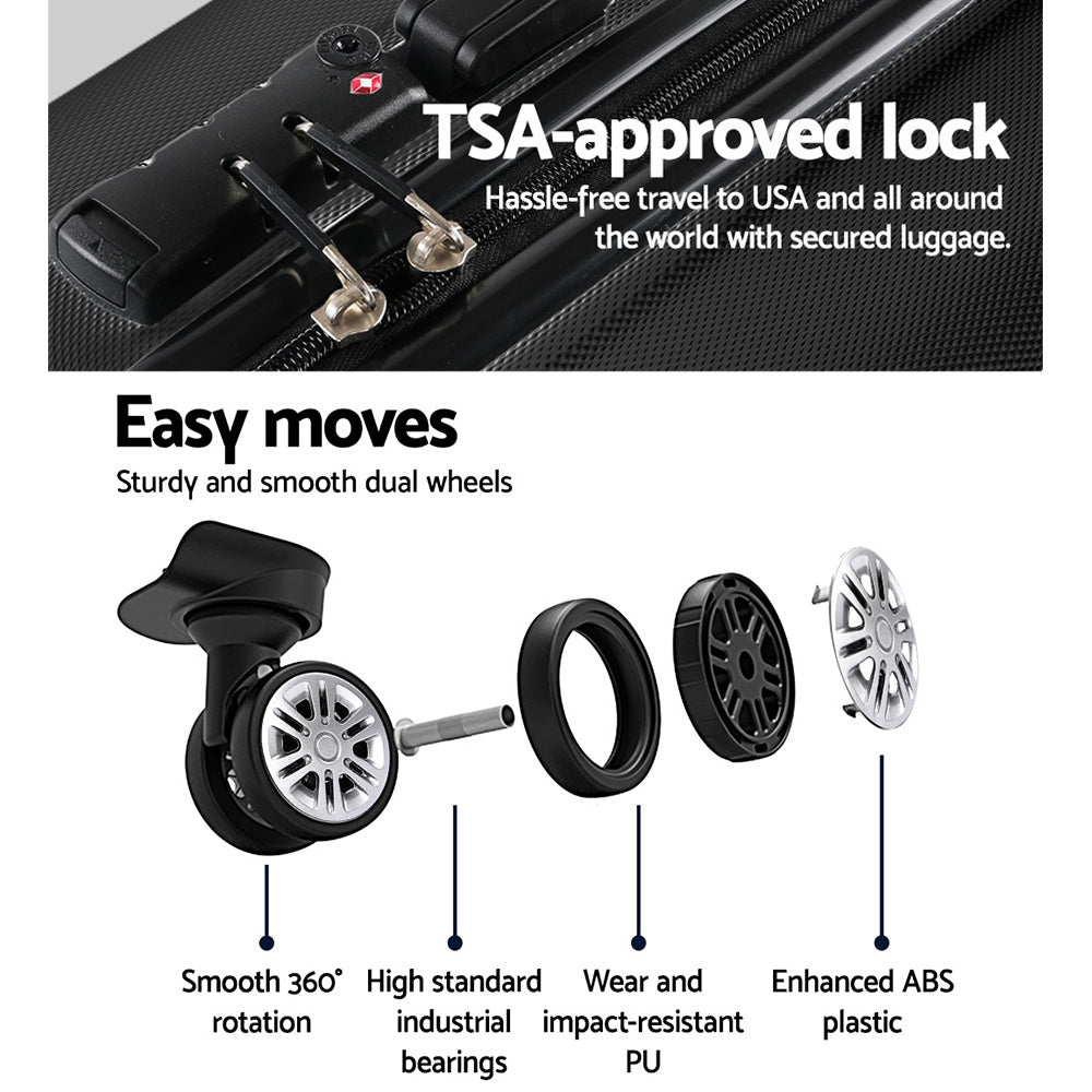 Wanderlite 24" Spinner Suitcase TSA Lock Hard Shell Black