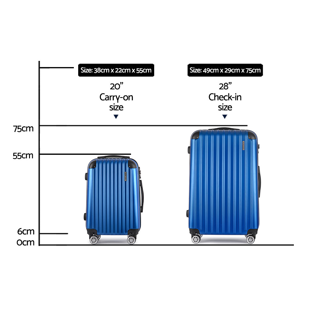 Wanderlite 2-Piece Luggage Set 20" 28" TSA Lock Spinner Hard Shell Blue