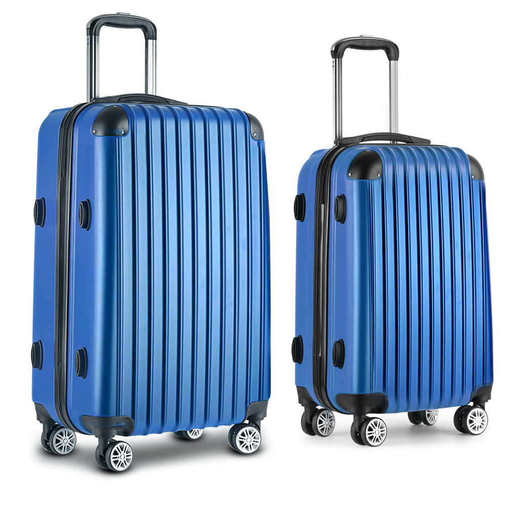 Wanderlite 2-Piece Luggage Set 20" 28" TSA Lock Spinner Hard Shell Blue