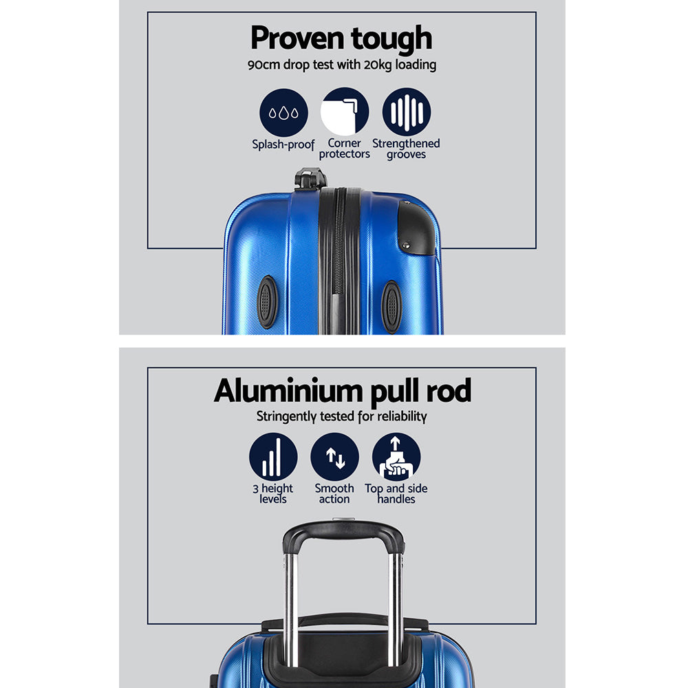 Wanderlite 2-Piece Luggage Set 20" 28" TSA Lock Spinner Hard Shell Blue