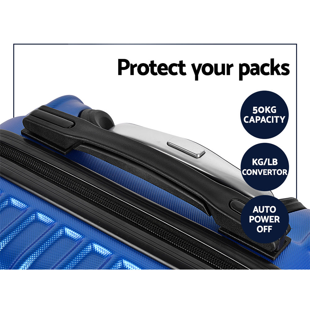 Wanderlite 2-Piece Luggage Set 20" 28" TSA Lock Spinner Hard Shell Blue