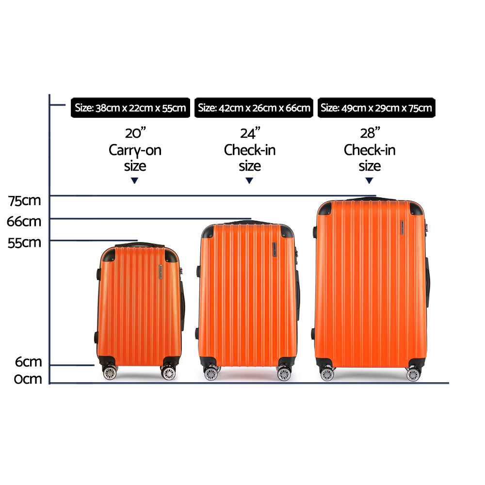 Wanderlite 3-Piece Luggage Set TSA Lock Spinner Hard Shell Orange