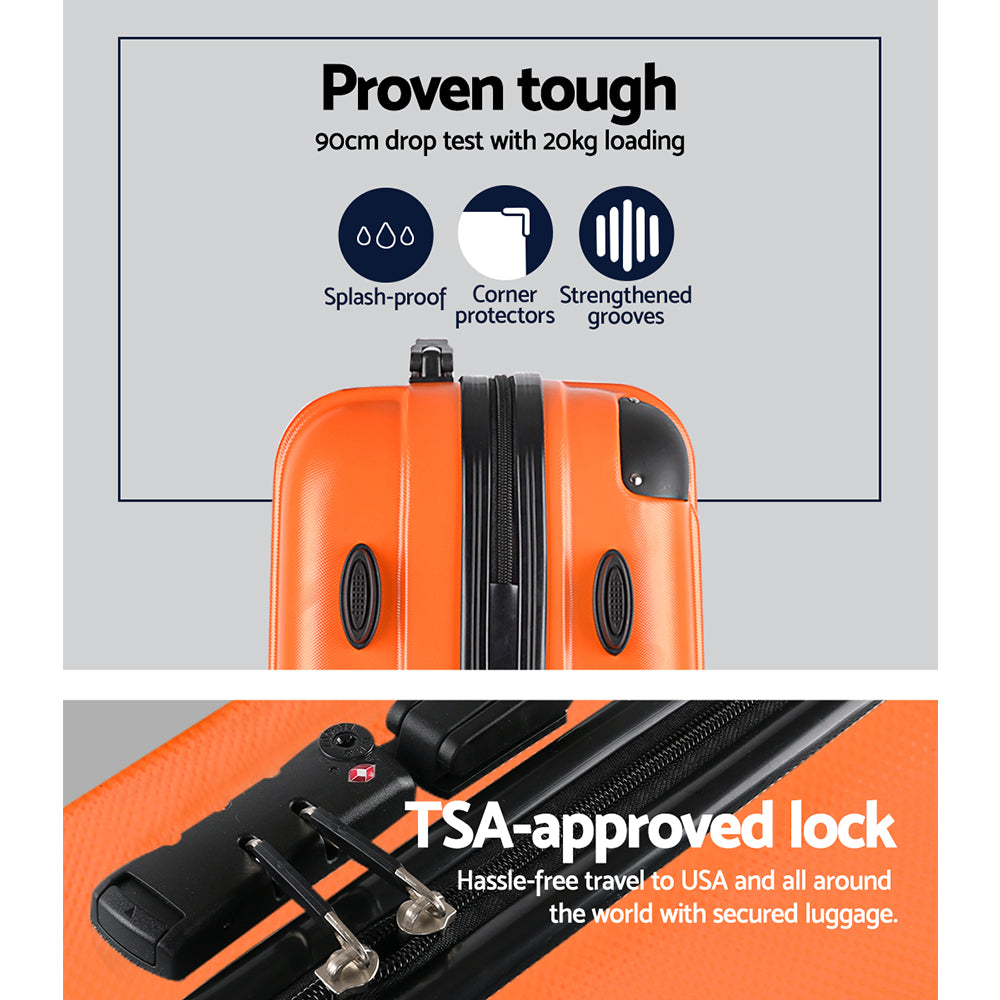 Wanderlite 3-Piece Luggage Set TSA Lock Spinner Hard Shell Orange