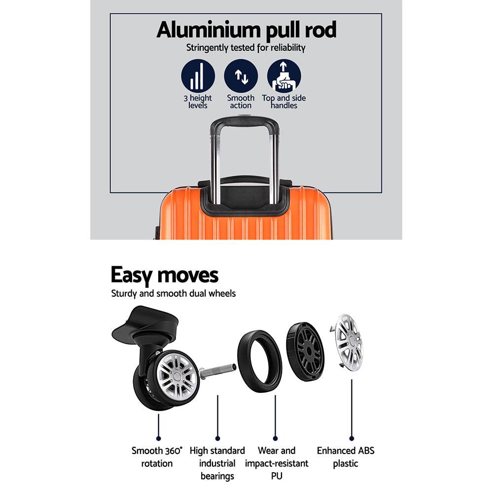 Wanderlite 3-Piece Luggage Set TSA Lock Spinner Hard Shell Orange