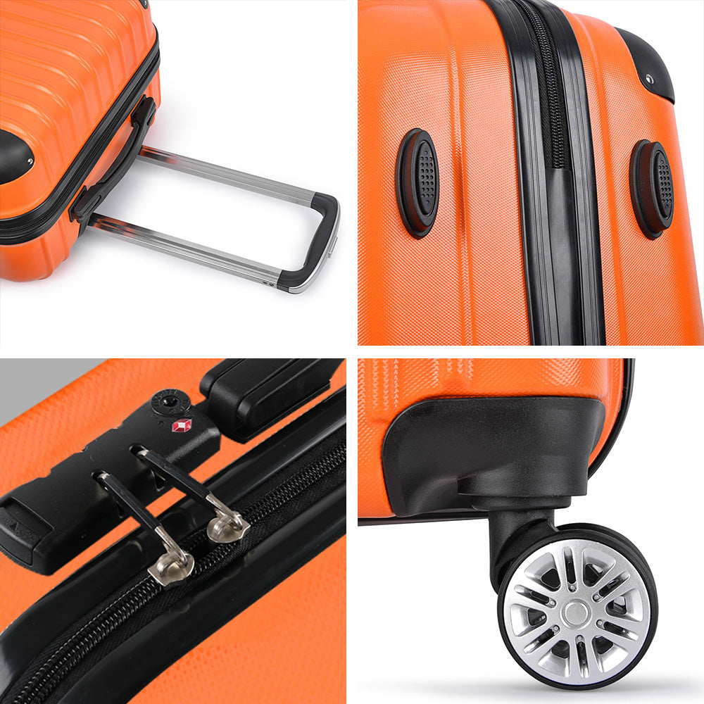 Wanderlite 3-Piece Luggage Set TSA Lock Spinner Hard Shell Orange