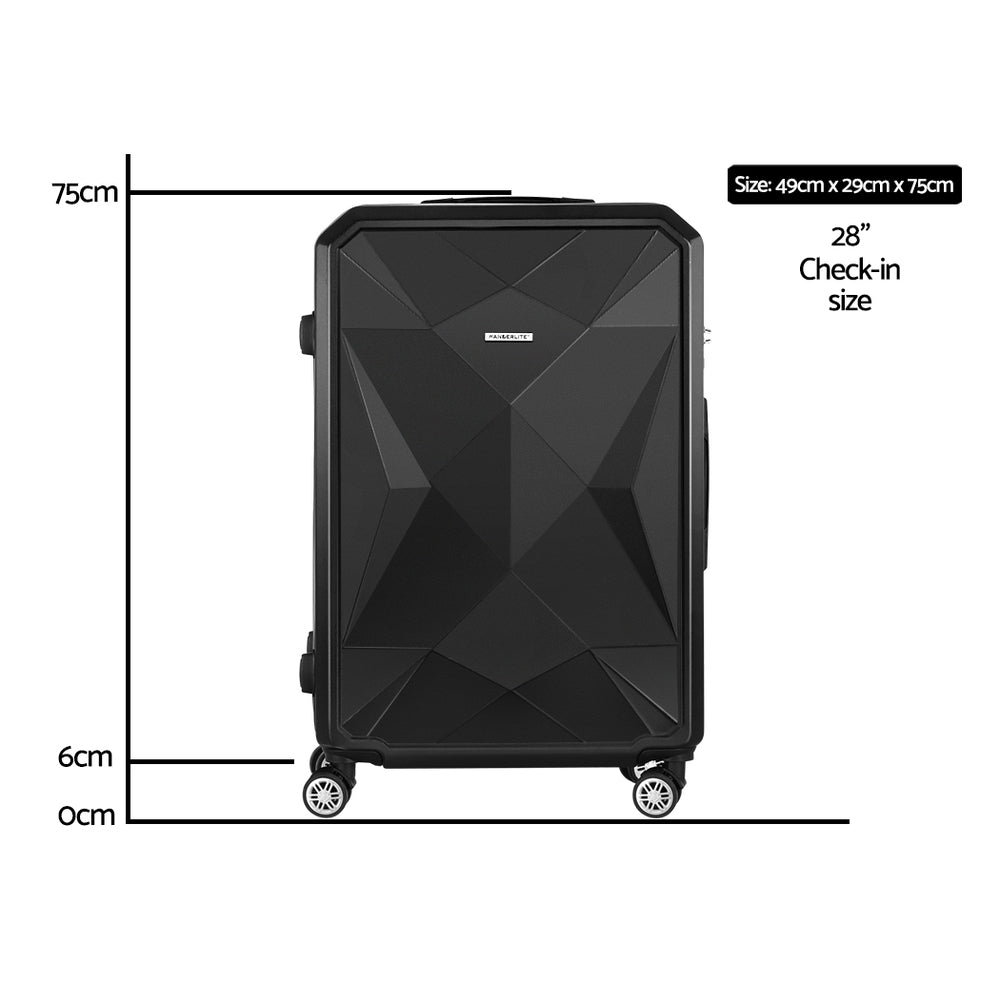 Wanderlite 28" Luggage Set TSA Lock ABS Hard Shell Black