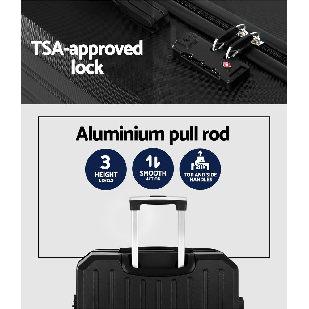 Wanderlite 28" Luggage Set TSA Lock ABS Hard Shell Black