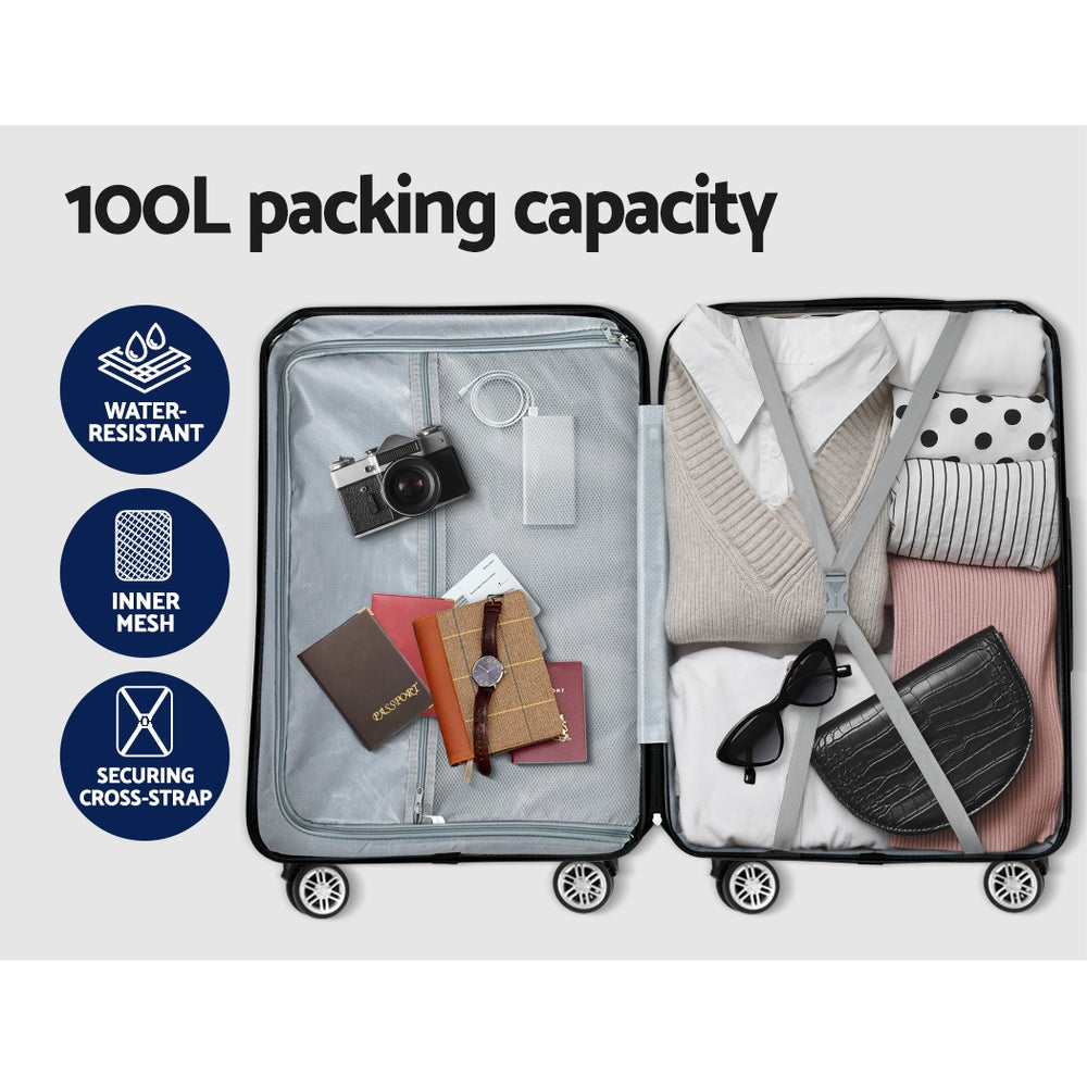 Wanderlite 28" Luggage Set TSA Lock ABS Hard Shell Black