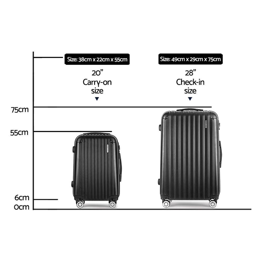 Wanderlite 2-Piece Luggage Set 20in 28in Hard Shell Black