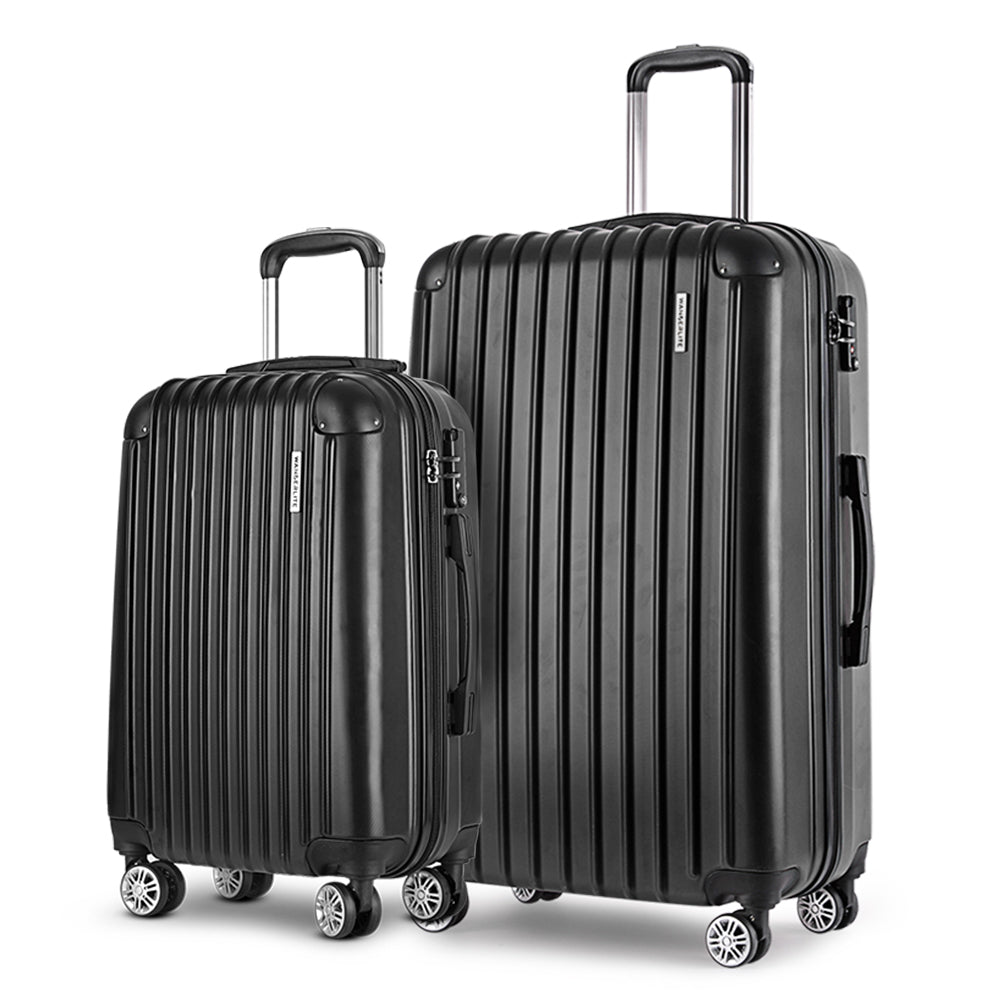 Wanderlite 2-Piece Luggage Set 20in 28in Hard Shell Black