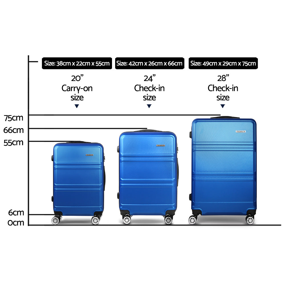 Wanderlite 3pc Luggage Set TSA Lock Spinner Hard Shell Blue