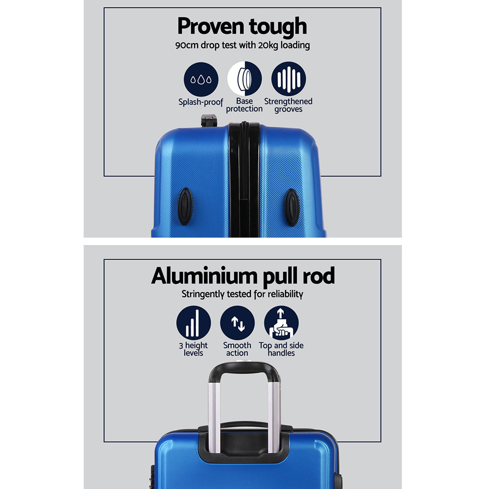Wanderlite 3pc Luggage Set TSA Lock Spinner Hard Shell Blue